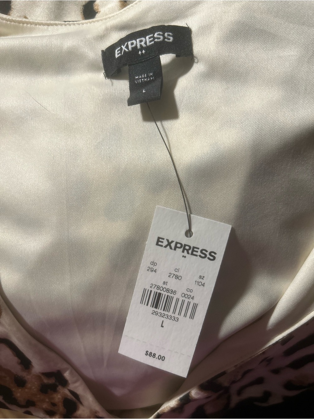 Express Leopard Print Wrap Midi Dress in Cream and Brown - Picture 6 of 7